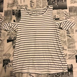 AE stripped cold shoulder t shirt
